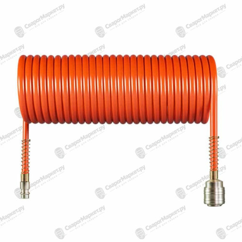 Спиральный воздушный шланг с фитингами Rapid,10 бар, 8х6 мм, 15 м. FoxWeld AERO