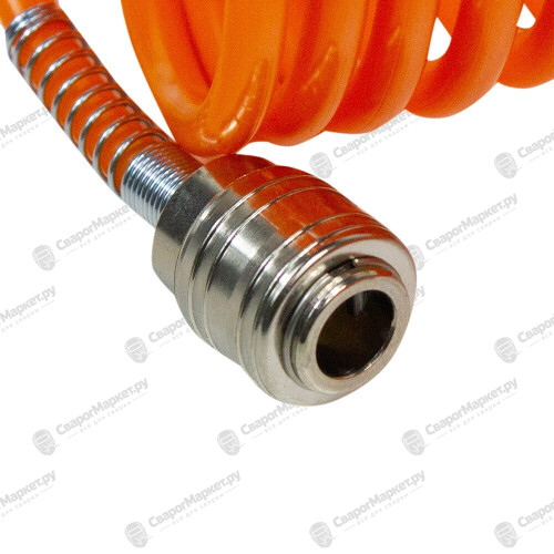 Спиральный воздушный шланг с фитингами Rapid,10 бар, 8х6 мм, 15 м. FoxWeld AERO-3