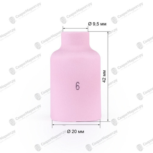 Varteg Сопло керам. 9,5мм №6 газ.линза (701.0422/TC0033, 42мм, пр-во FoxWeld/КНР)-1