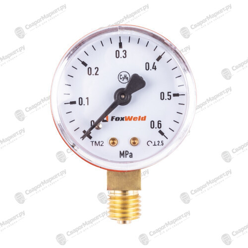 Манометр FoxWeld 0,6 МПа (пропановый, латунь)-1