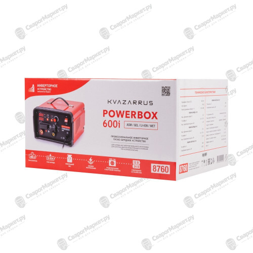 Инверторное пуско-зарядное устройство KVAZARRUS PowerBox 600i, таймер, цветная коробка-7
