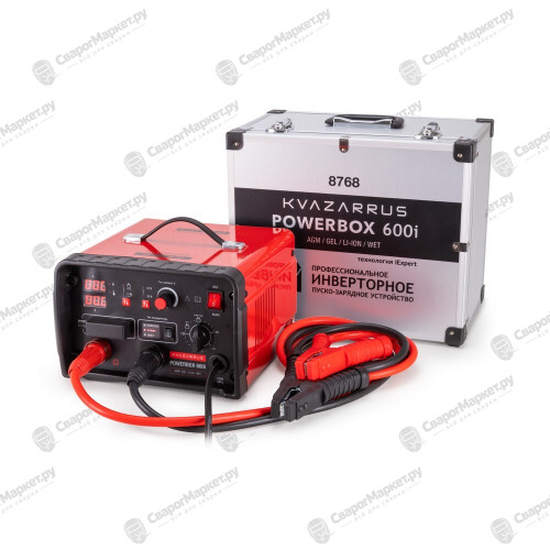 Инверторное пуско-зарядное устройство KVAZARRUS PowerBox 600i, таймер, алюминиевый кейс