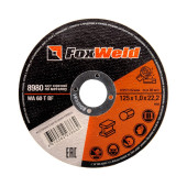 Круг отрезной по металлу FOXWELD WA 60 T BF, 125 х 1,0 х 22,2 мм, в метал. банке, 10 шт.
