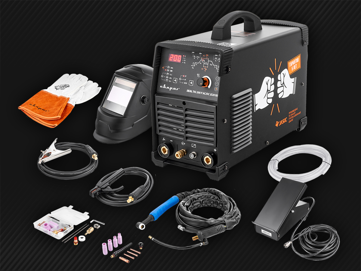 Первый аппарат для TIG сварки с уникальной расширенной комплектацией REAL TIG 200 P AC/DC BLACK (E201B)